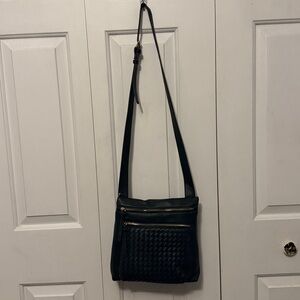 Falls Creek woven front pocket faux leather Crossbody purse NWT